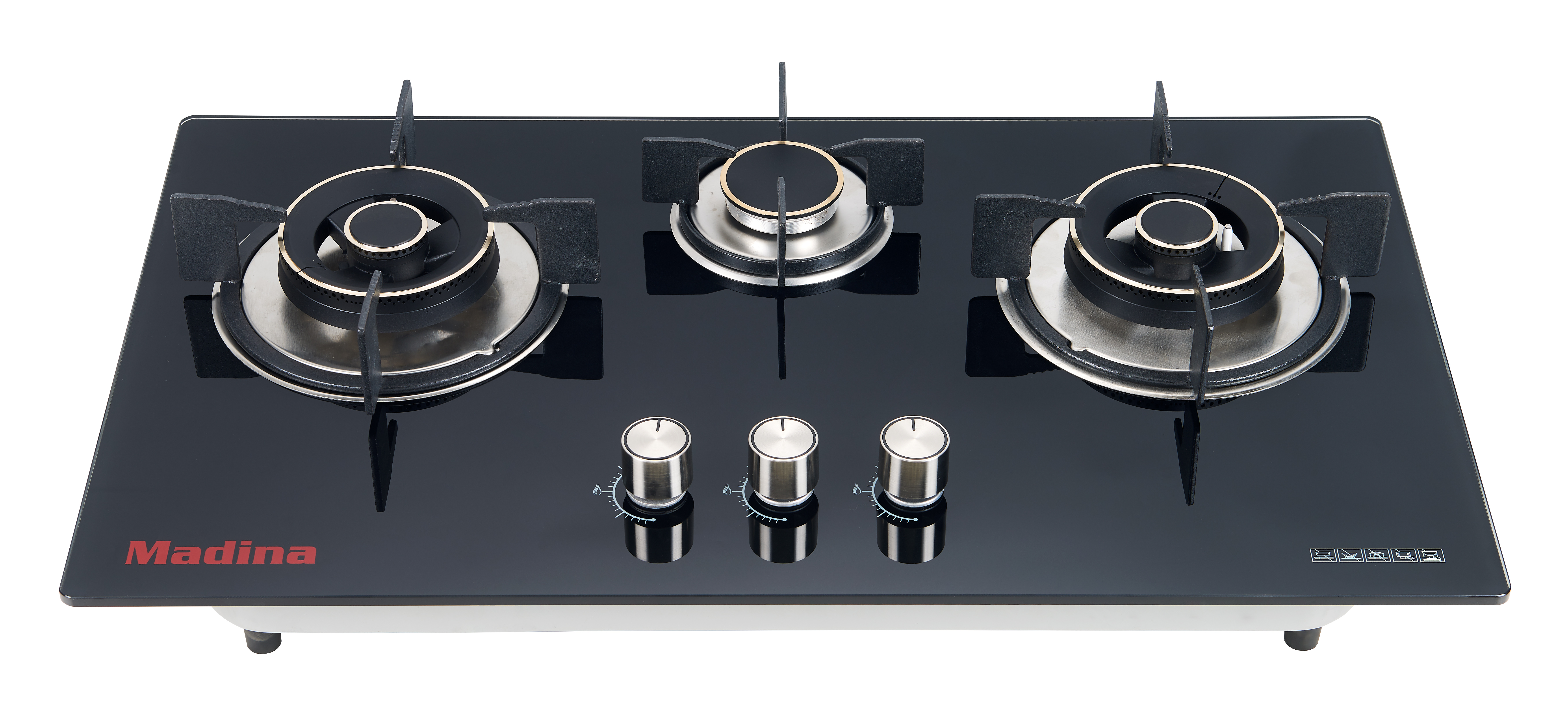 Madina Luxury Gas Stove M Gas Hob 3350 GR Black LPG Double Gas Stove 