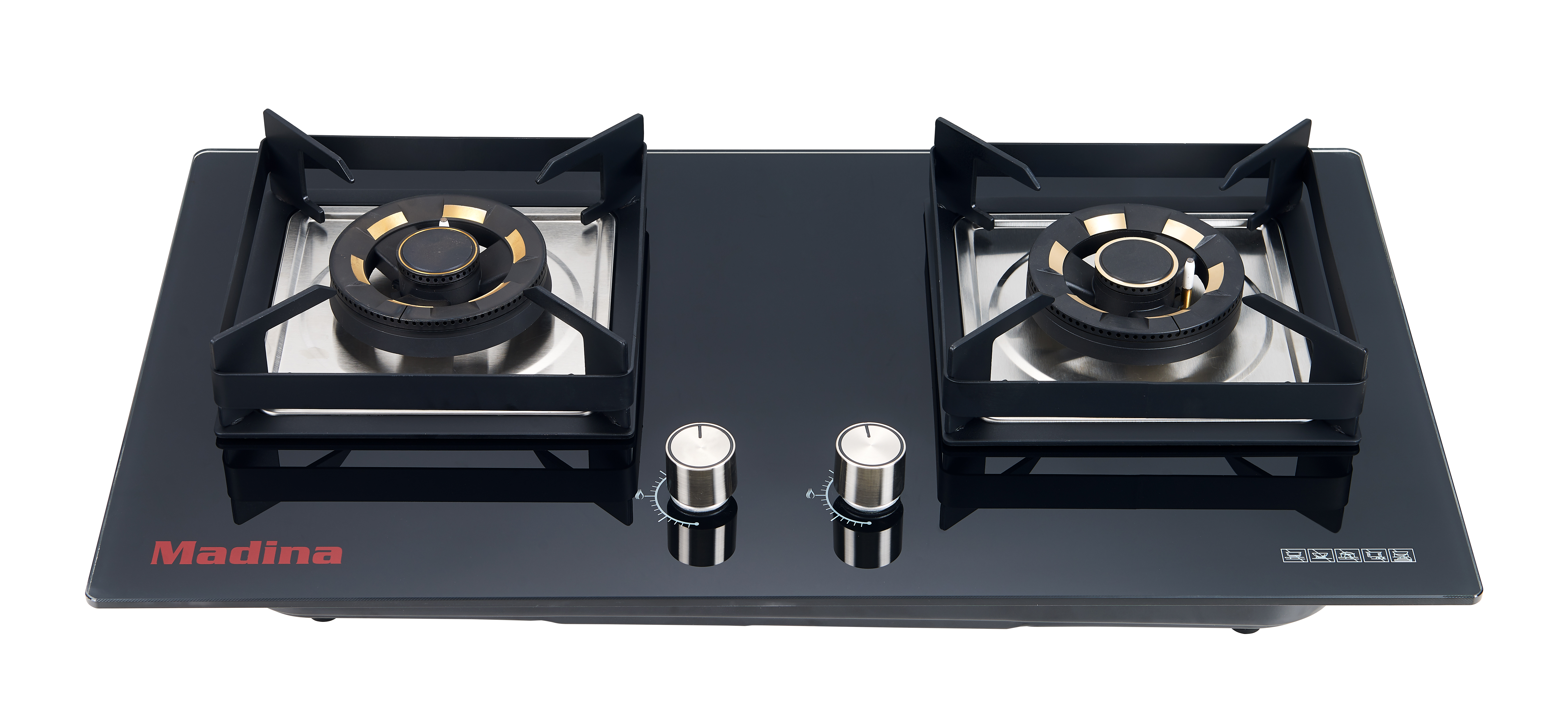Madina Luxury Gas Stove M Gas Hob 2660 GR Black LPG Double Gas Stove 