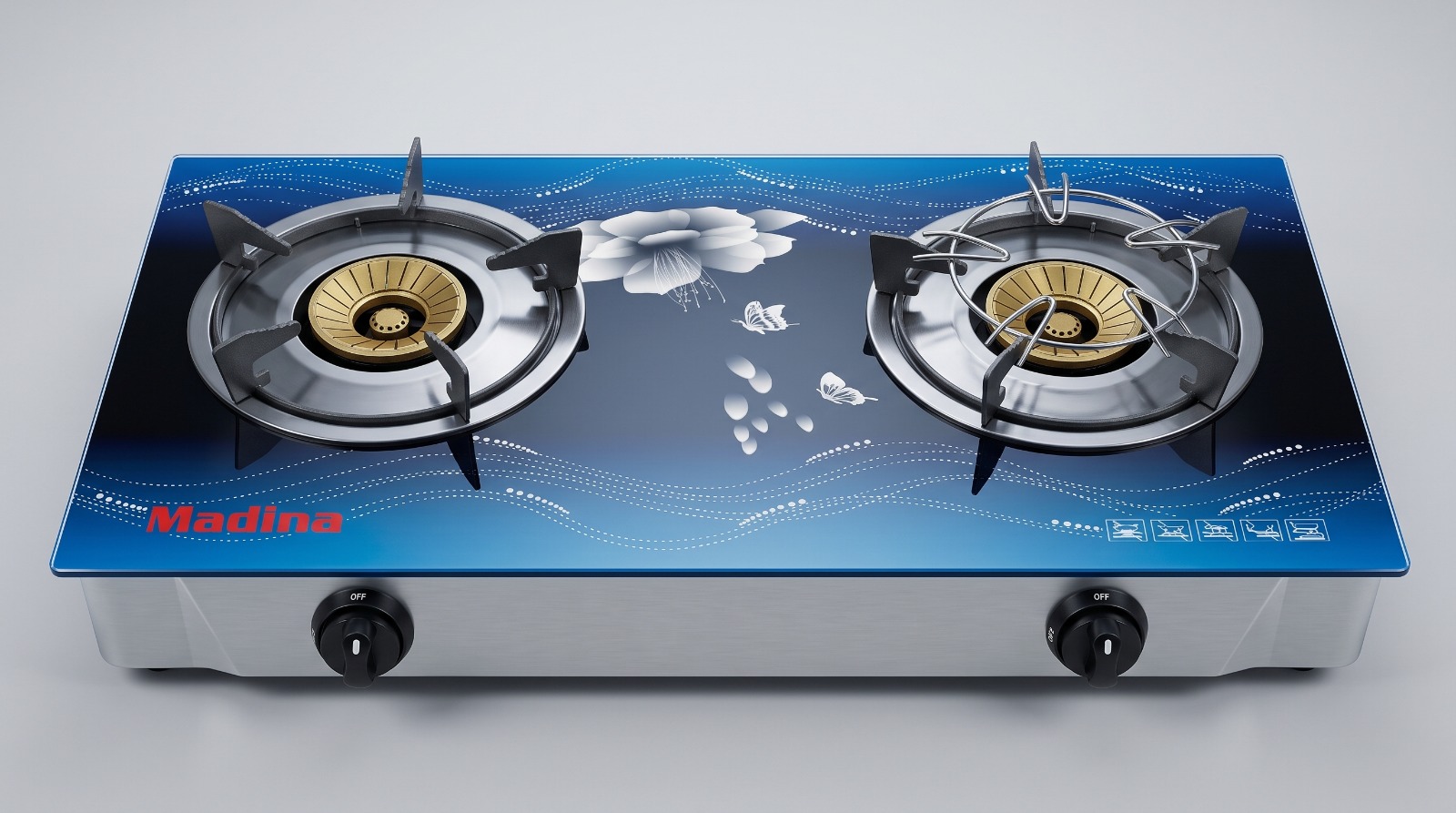 Madina Premium Gas Stove M 26 GR Blue LPG Double Gas Stove 